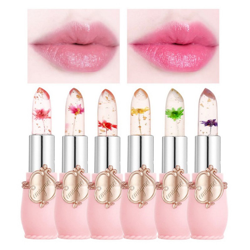 Emaymei Jelly Flower Lipstick Color Changing Lip Gloss Moistening Temperature Crystal Pomade Transparent Lip Color Balm Makeup Cosm