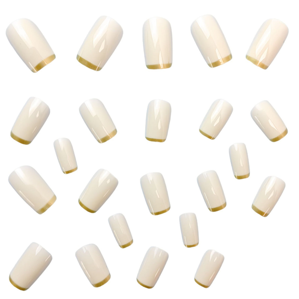 Mid-length European Square Nail Art Patch White French Golden Edge