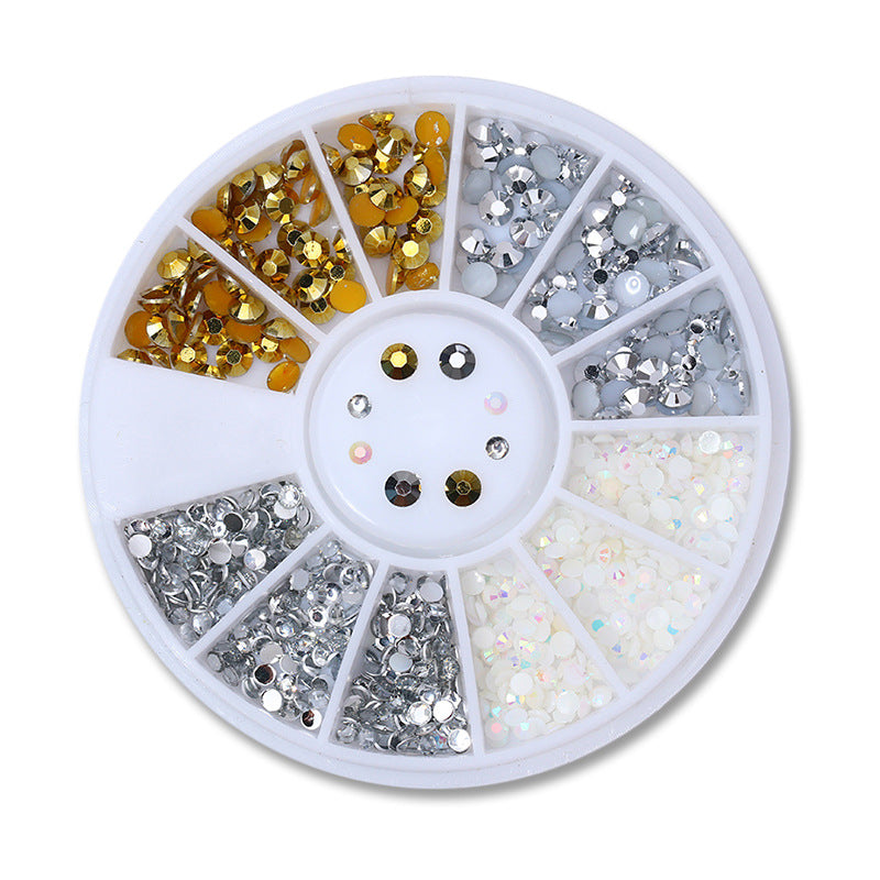 Nail Disc Ornament Nail Crystal Electroplating Rivet Metal Jewelry Gold And Silver Magic Color Flat Bottom Rhinestone Disc
