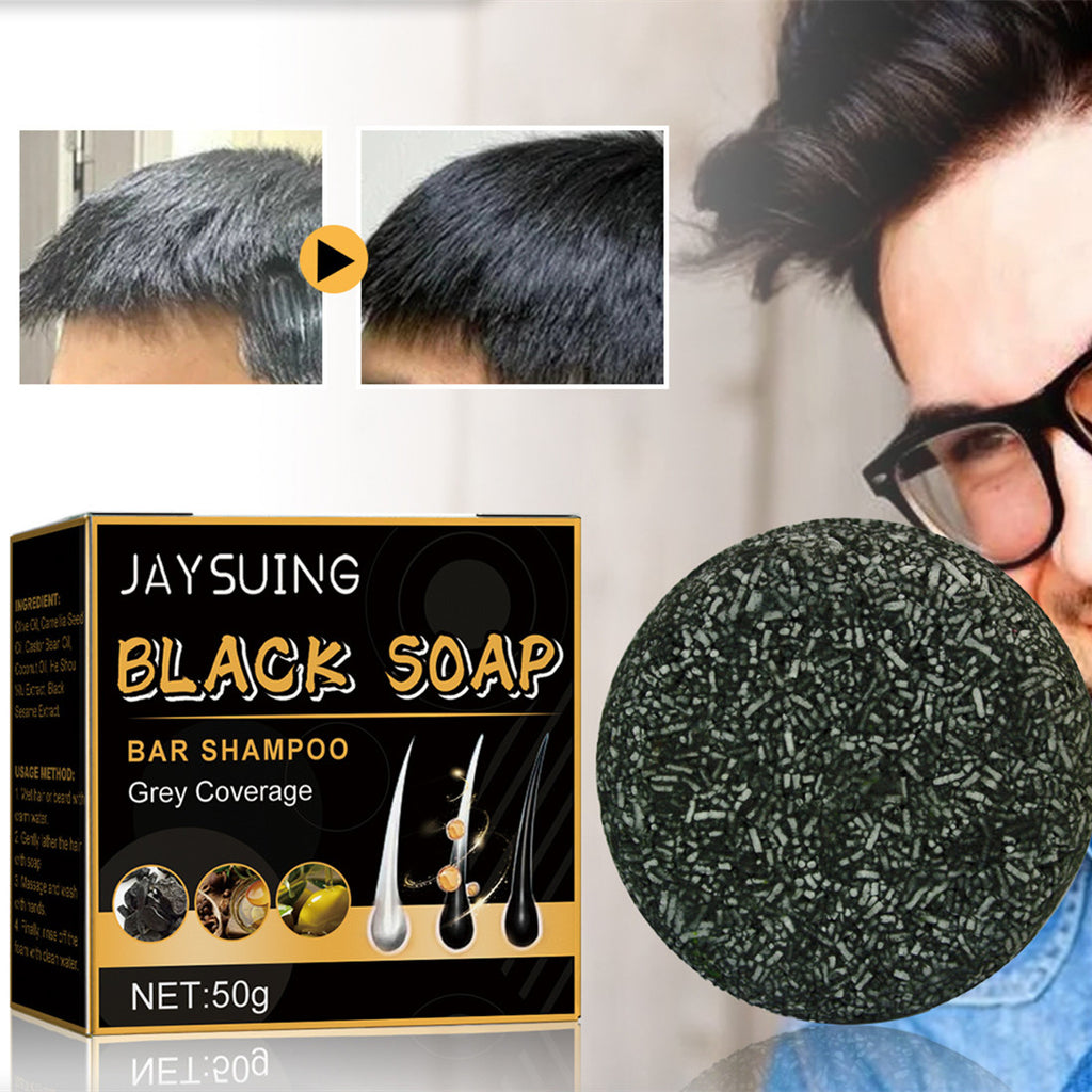 Jaysuing Black Thick Hair Care Cleansing Scalp Supple Hair Hair Fixation Shampoo Soap
