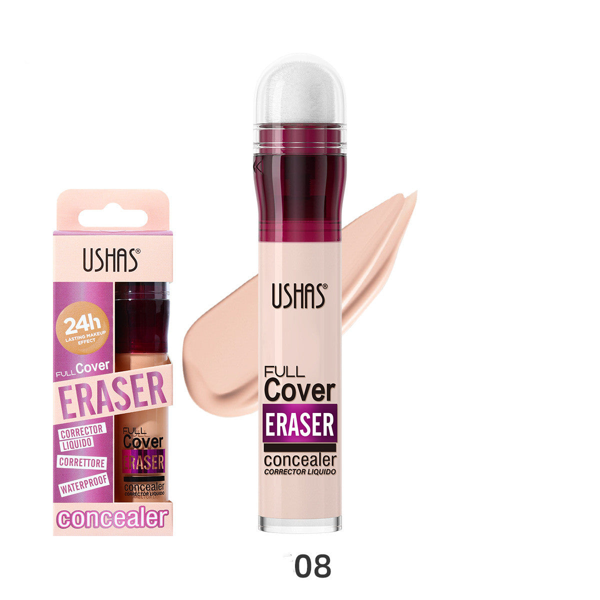 Ushas 12 Colors Sponge Head Liquid Foundation Makeup Liquid Concealer Long Lasting Smear-proof Makeup Waterproof Concealer
