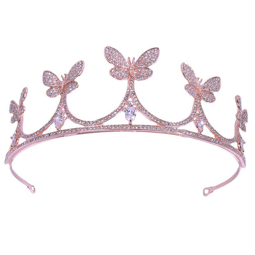 Butterfly Bride Zircon Alloy Crown Tiara Wedding Party Tiara