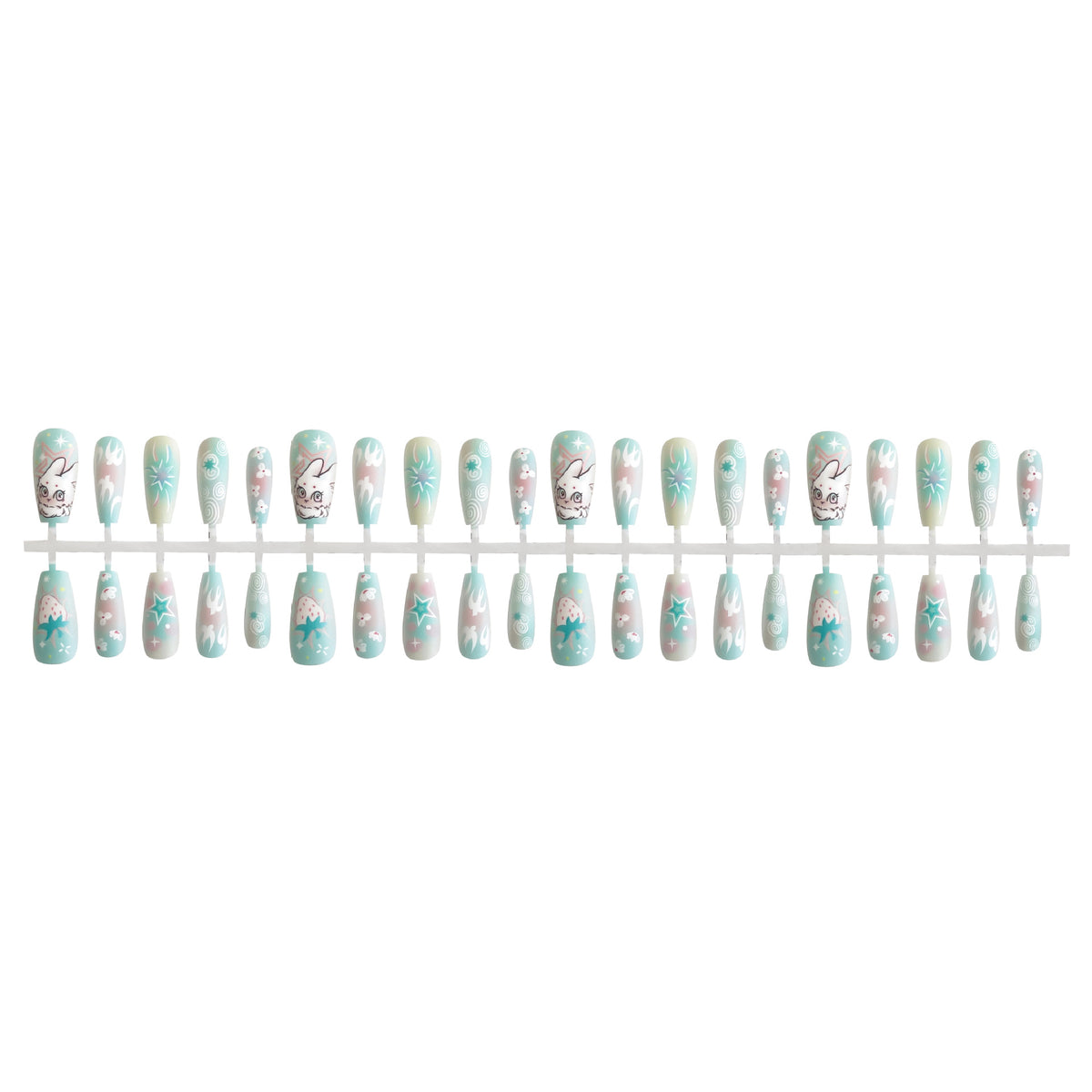 Cartoon Cute Rabbit Planet Middle Ladder Fake Nails Nail Polish