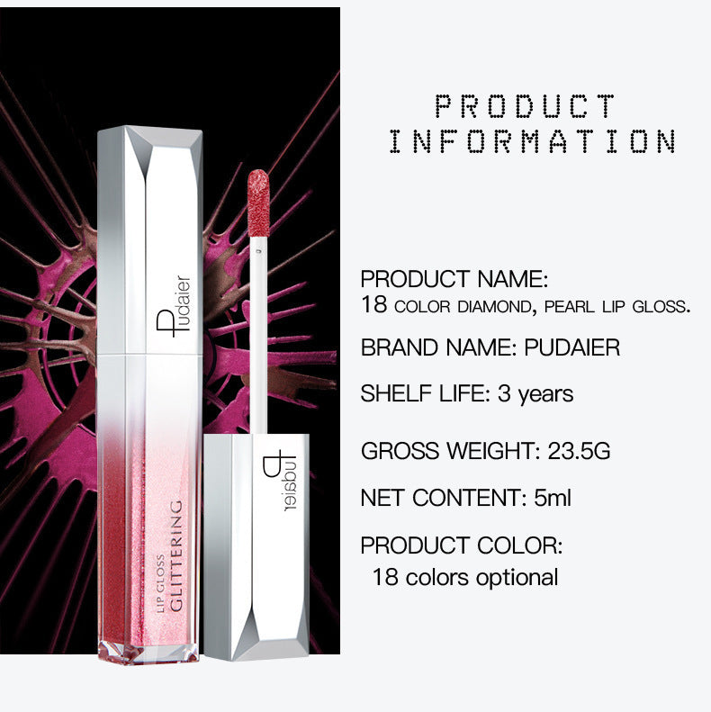 Pudaier Pearly Moisturizing Lip Glaze Future Series INS Cross-borde