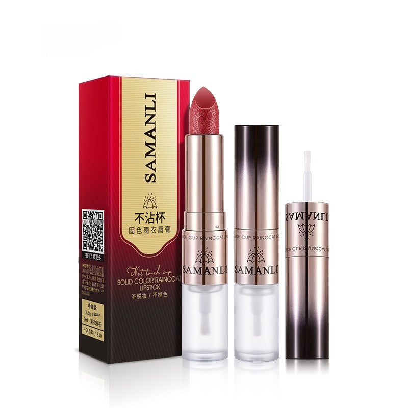 Samanli Solid Color Raincoat Lipstick No Stain On Cup Matte
