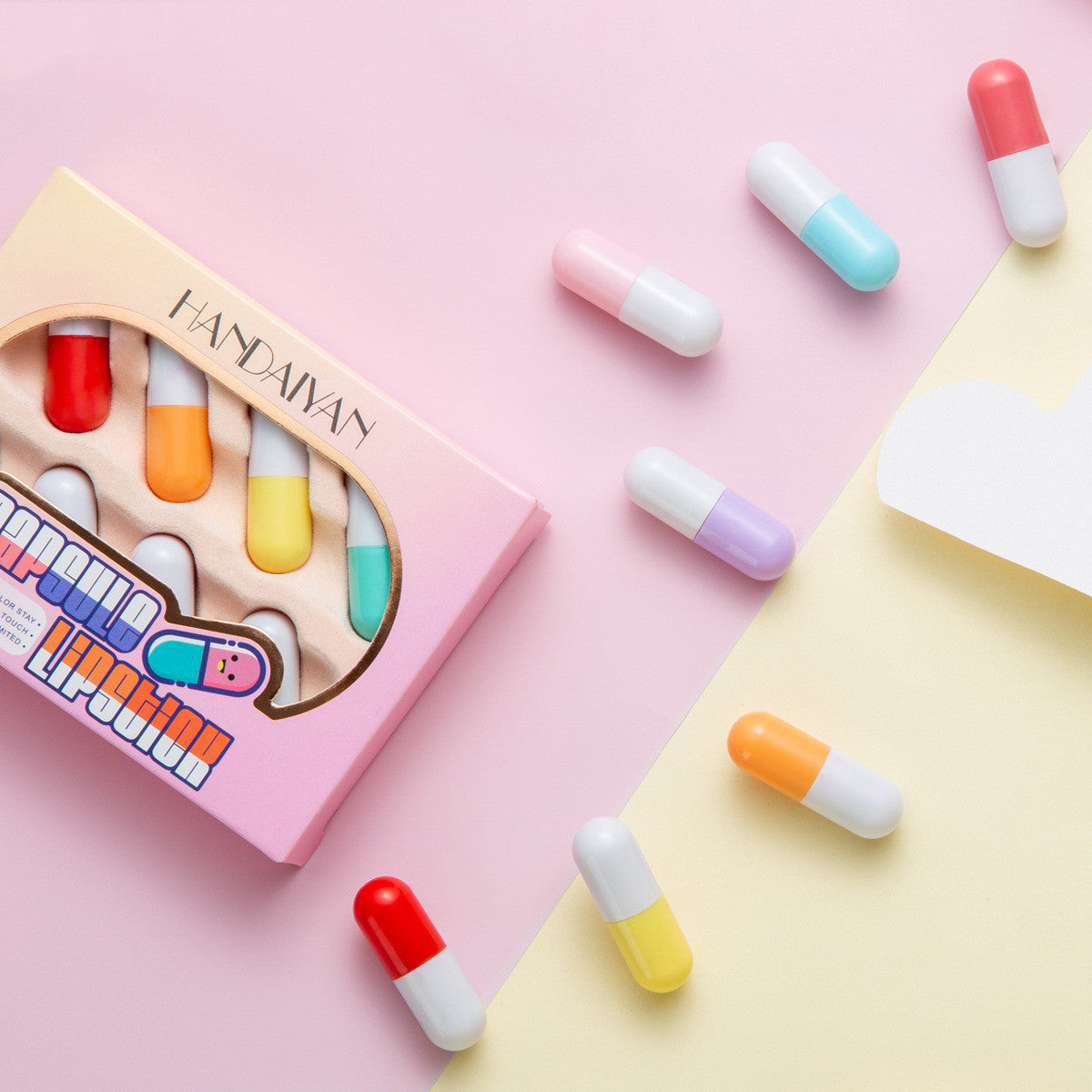 Handaiyan Pill Capsule Lipstick Lip Balm Sample 8 Color Suit