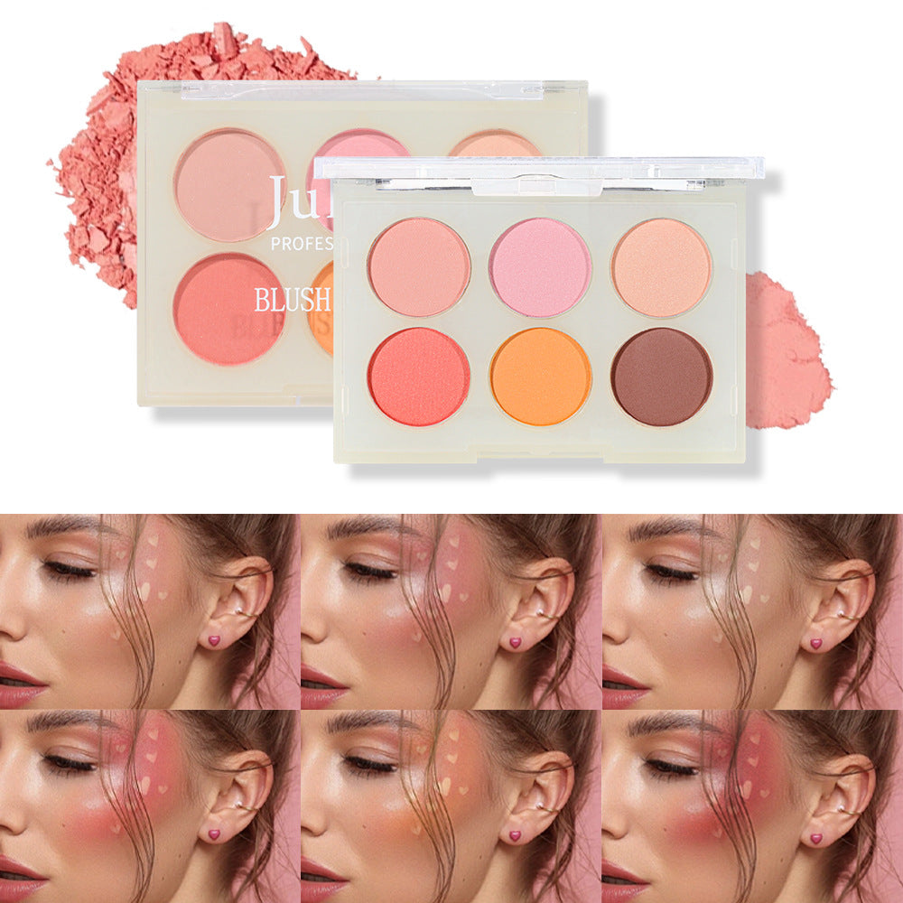 Julystar Beauty Matte Rouge Blush Nourishing Three-dimensional Eye Shadow Six-color Integrated