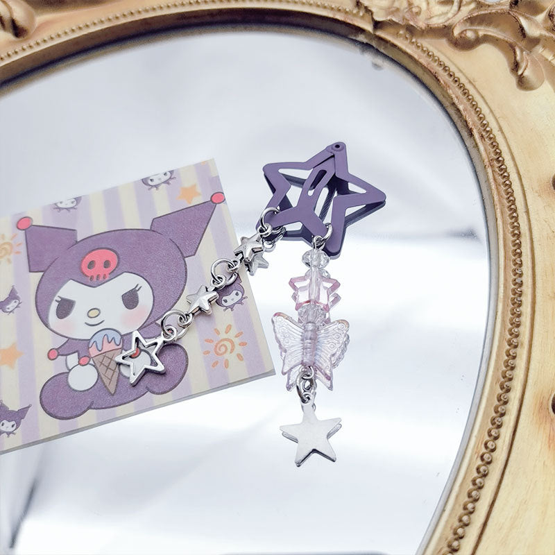 Morandi Pentagram Pendant Barrettes Bangs Flower Love Hairpin