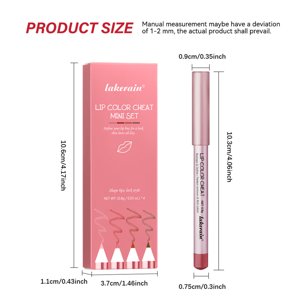 Lakerain 4 PCs Matte Lipstick Lip Liner