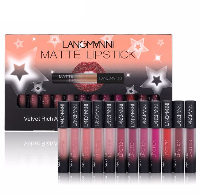 Langmanni Matte Lipstick Waterproof Long-lasting Velvet Lipstick Set