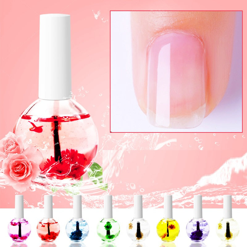 Nail Beauty Dried Flowers Nutrition Nail Care Oil Anti-agnail Nail Edge Moisturizing Nail Base Coat Natural Dried Flower Nutrient Solution