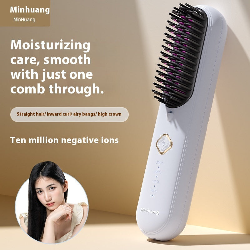 Minhuang Negative Ion Does Not Hurt Hair Straight Plywood Dual-use Electric Wireless Straight Comb