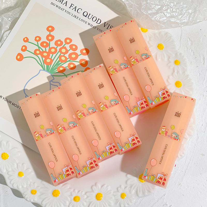 XiXi Lipstick Apricot Orange Square Rod Texture Is Clear And Moisturizing Colored And Waterproof