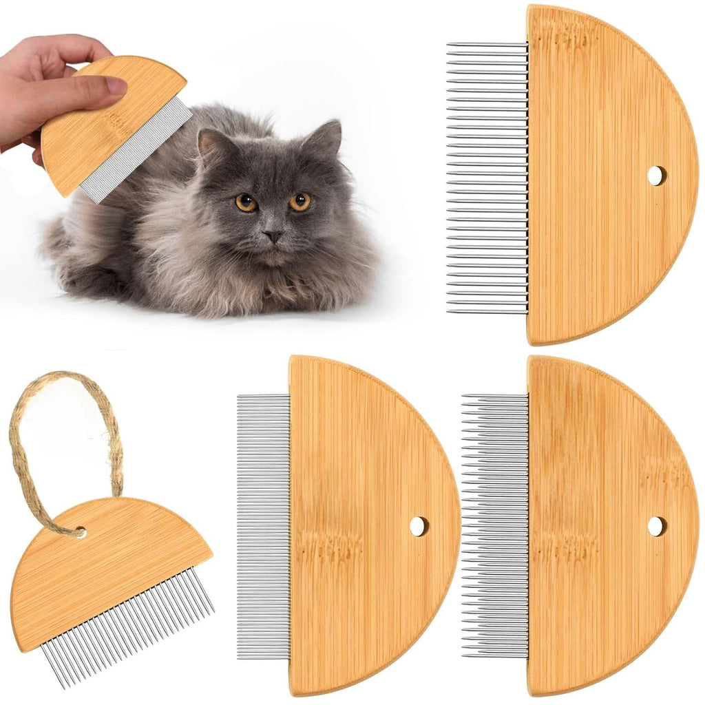 Flea Comb For Cats Wooden Cat Comb Pet Comb With Rounded-Tip Teeth Tangles And Loose Fur Grooming Comb Tool For Cats Dogs And Rabbits Tangled Hair