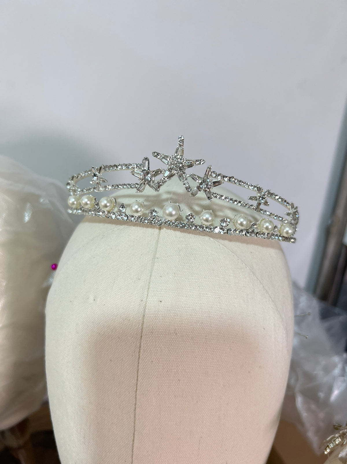 Women's Simple Elegant Pearl Crown Rhinestone Headband