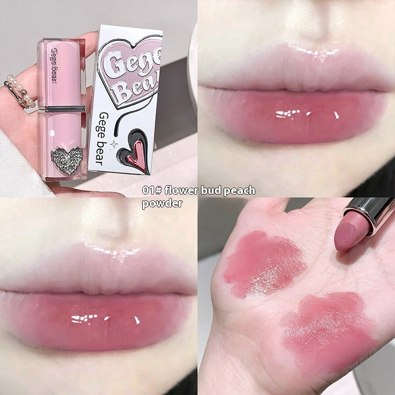 Gege Bear Crystal Transparent Runcai Sandwich Lipstick Glossy Mirror
