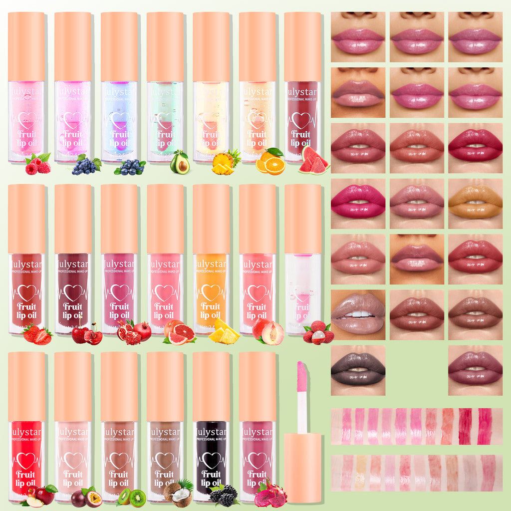 Julystar 20 Colors Fruit Lip Lacquer Water Light Transparent Moisturizing