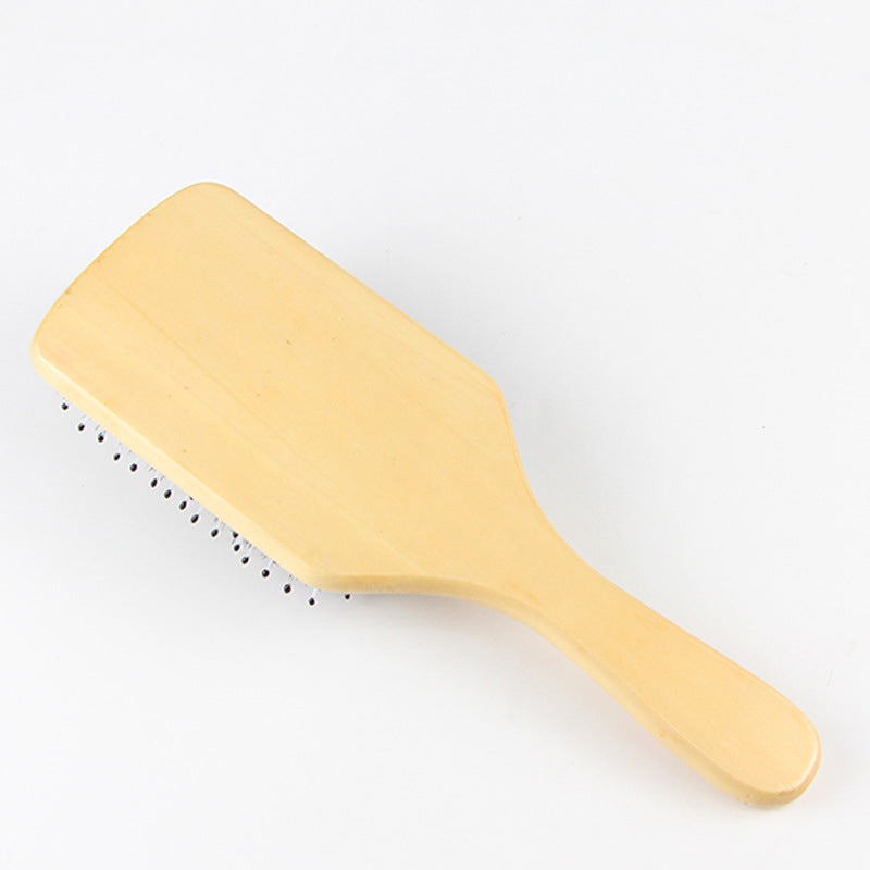 Boar Bristle Airbag Comb Bamboo Wood Massage