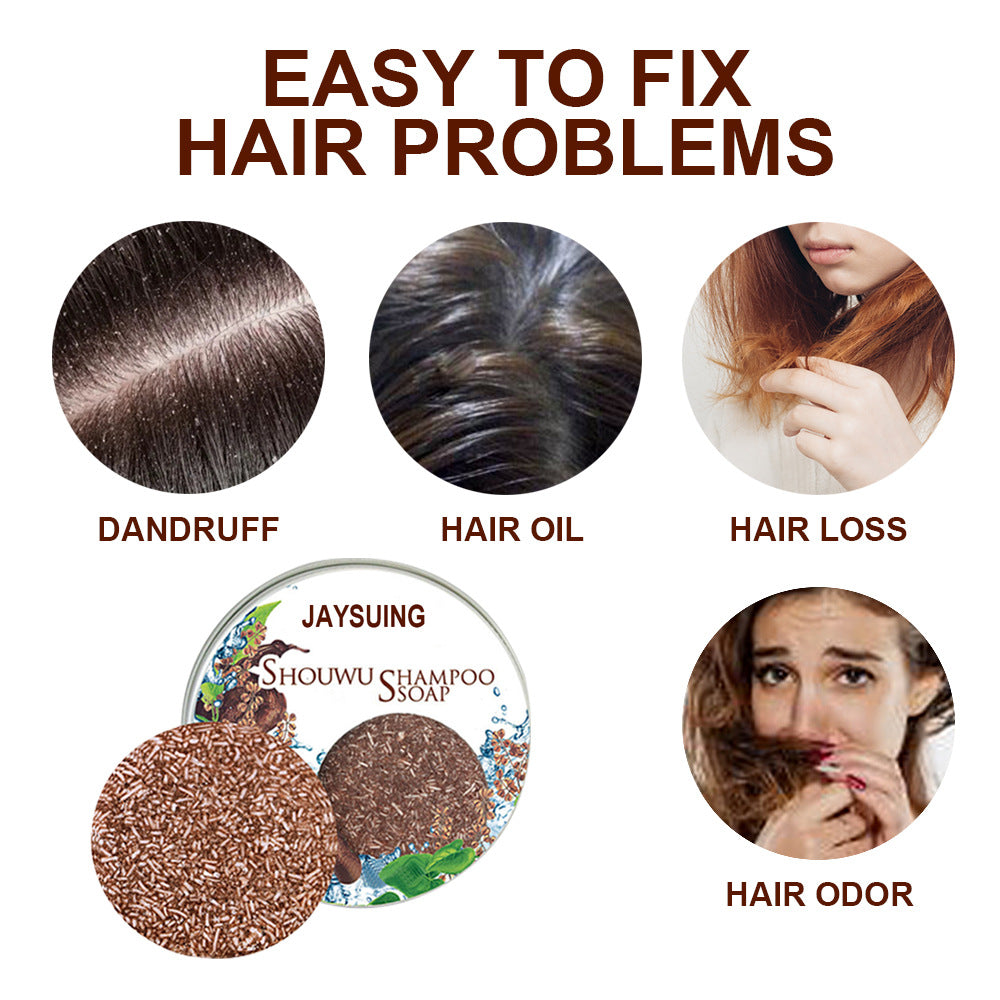 Jaysuing Polygonum Multiflorum Shampoo Soap Black Hair Black Hair Remove Mites And Dandruff