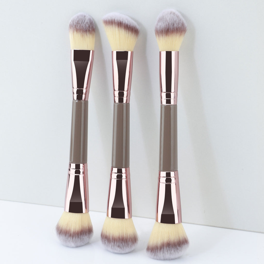 3 PCs Double-ended Makeup Brush Suit Soft Foundation Shading Brush Beauty Tools