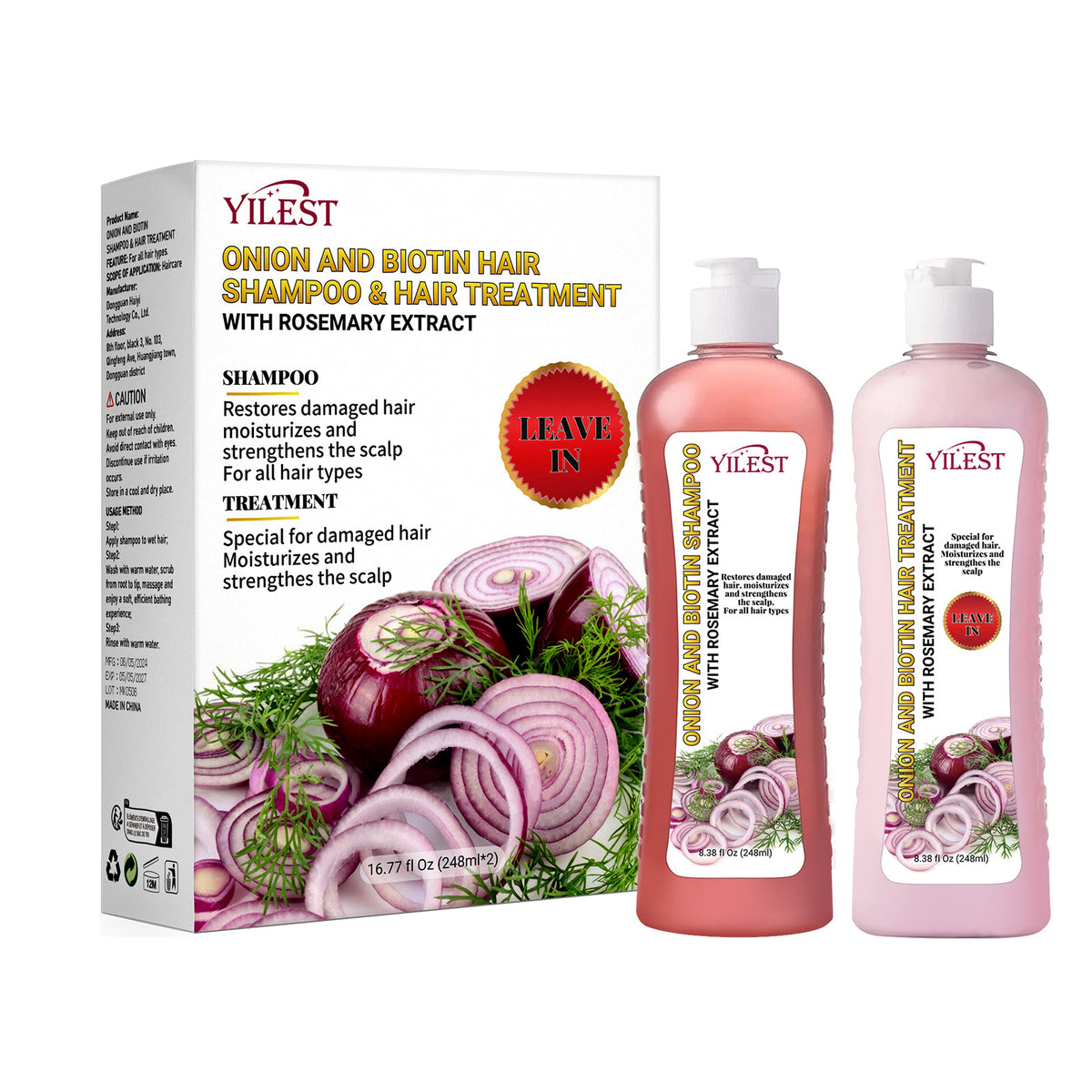 Yilest Onion Biotin Rosemary Shampoo Suit Nourish Hair Root Scalp Gloss Hair Care Cleaning