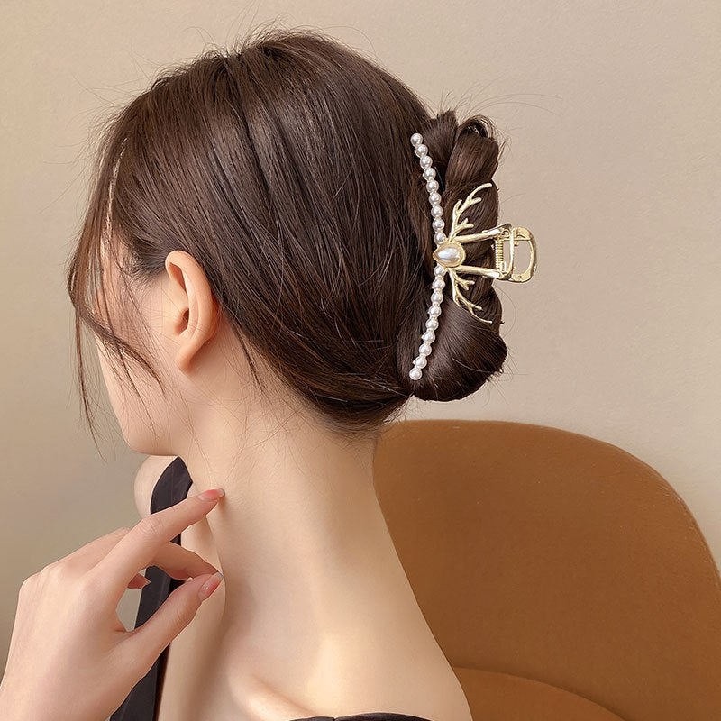 Alloy Antler Pearl Grab Clip Large Temperament