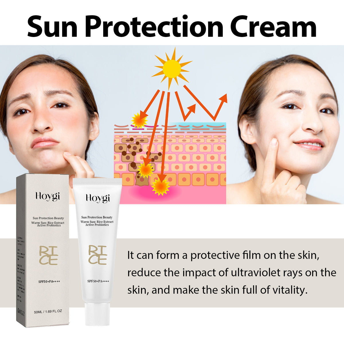 Hoygi Rice Probiotics Protective Cream Moisturizing Body Skin