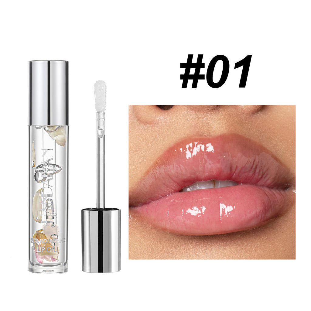 Handaiyan Transparent Dried Flower Lip Gloss Mirror Water Light Lasting