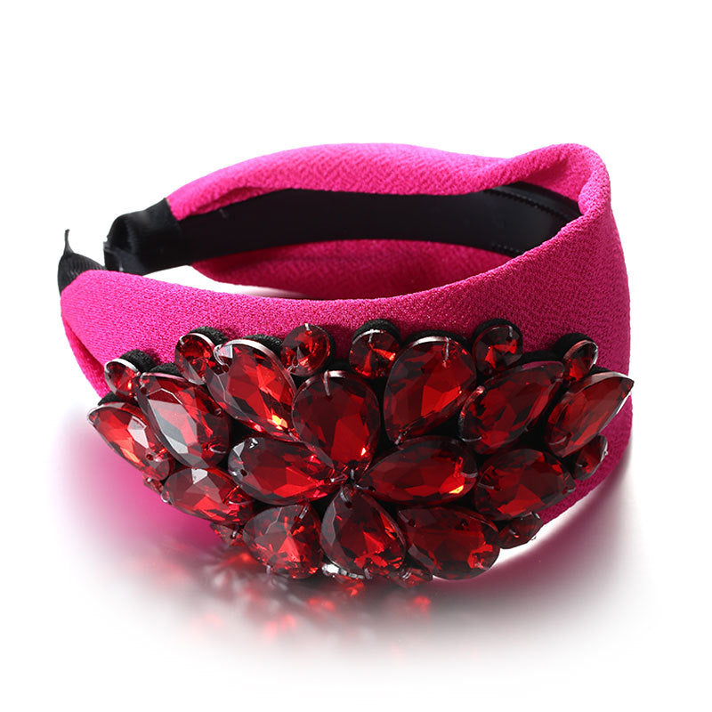 Design Solid Color Diamond-laid Headband Wide Edge Toothed Non-slip Face Wash Hair Band Headwear For Women
