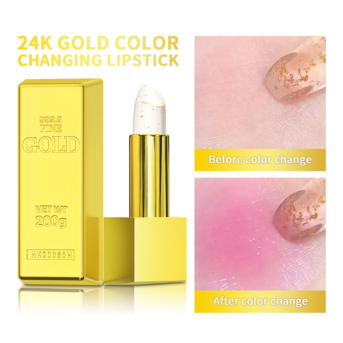 Lakerain Nourishing Moisturizing Shiny Gold Foil Color-changing Lipstick