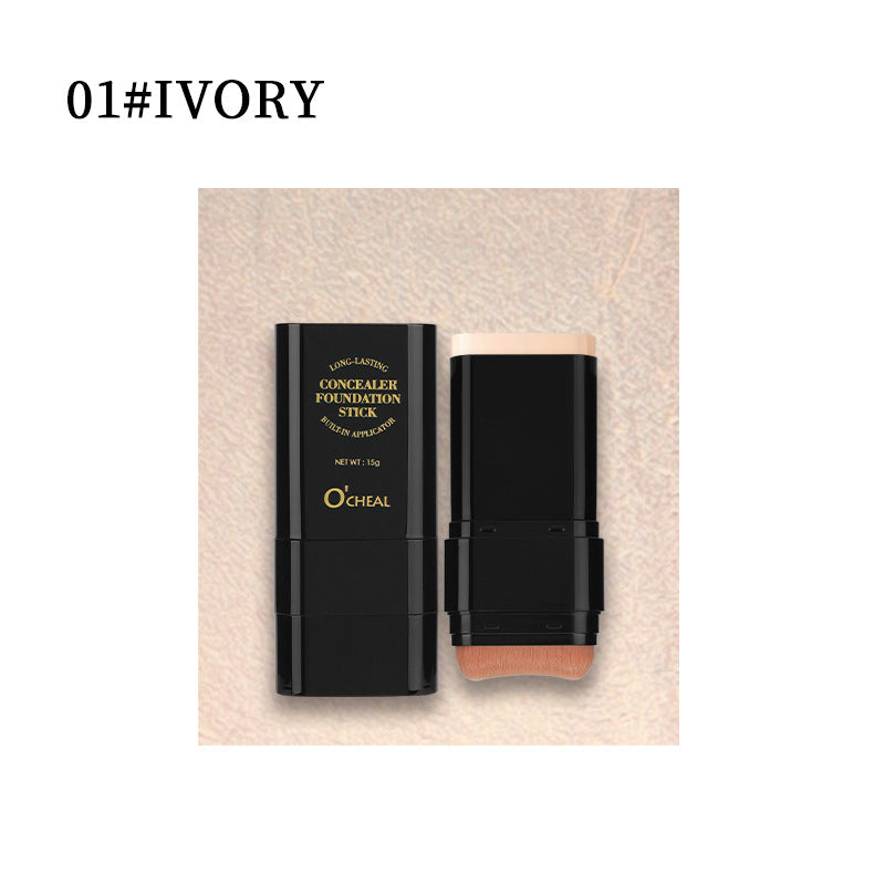 O'Cheal Makeup Concealer Smear-proof Makeup Liquid Foundation Powder Puff Brush Solid Foundation Cream Two-in-one English Version
