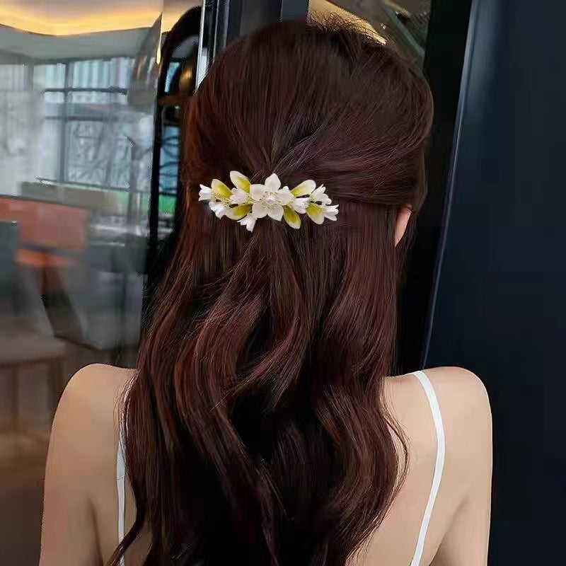 Antique Fashion Elegant Pearl Barrettes Summer High Sense Linglan Flowers