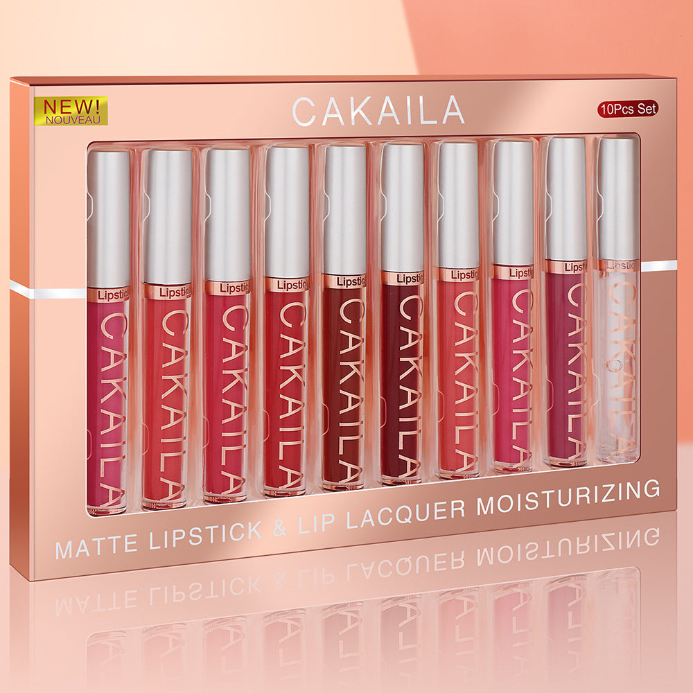 Cakaila Pack Of 10 Matte Nonstick Cup Waterproof Lip Gloss