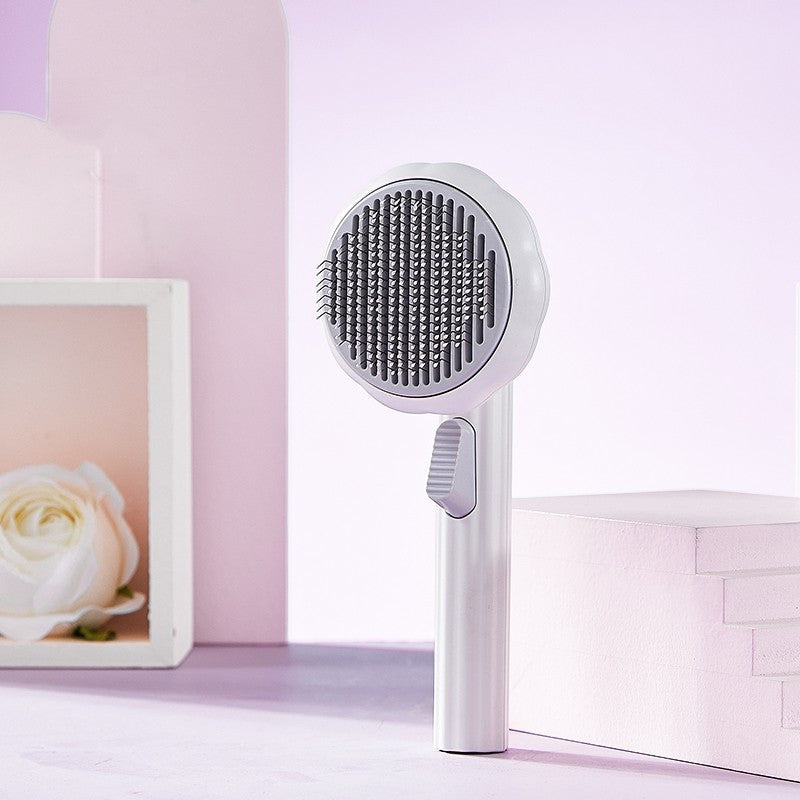 New Pet Cat Brush Hand-held Steel Wire Self-cleaning Comb Looper For Hair Removal