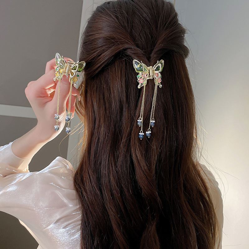 Women's Pearl Flower Butterfly Tassel Hairpin