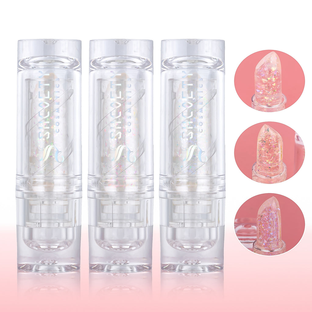Shcoety 3-color Temperature-changing Lipstick Sequins Anti-chapping Long-lasting Moisturizing