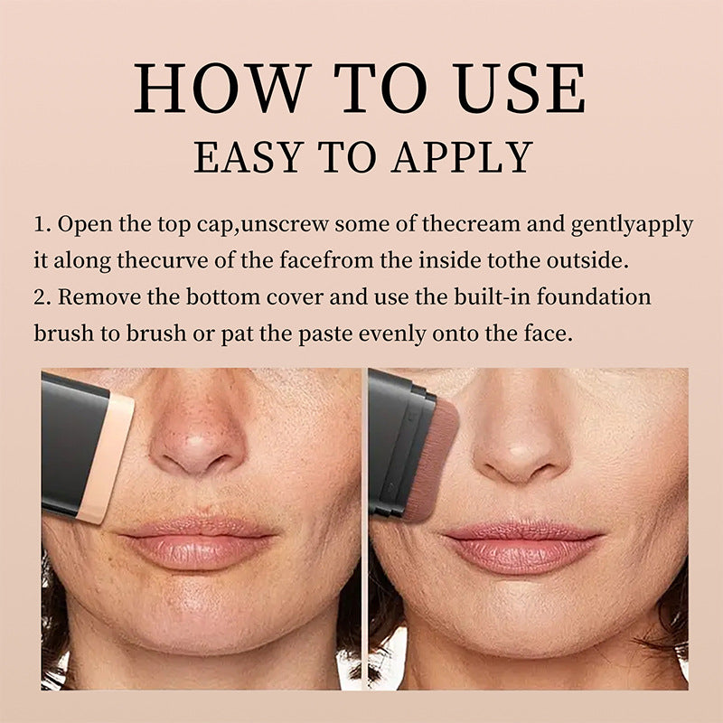 O'Cheal Makeup Concealer Smear-proof Makeup Liquid Foundation Powder Puff Brush Solid Foundation Cream Two-in-one English Version