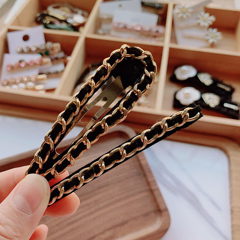 Geometric Metal Chain Barrettes Handmade