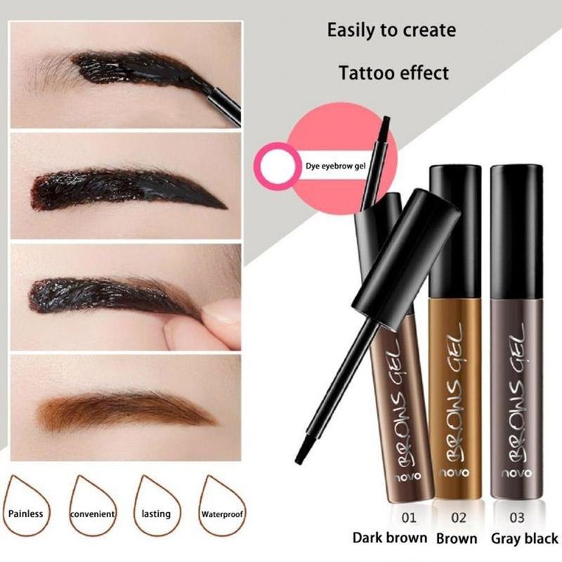 NOVO Peel Off Brown Black Eye Brow Tattoo Tint Waterproof Long-lasting Professional Eyebrow Gel Cream Mascara Eye Makeup Cosmetics