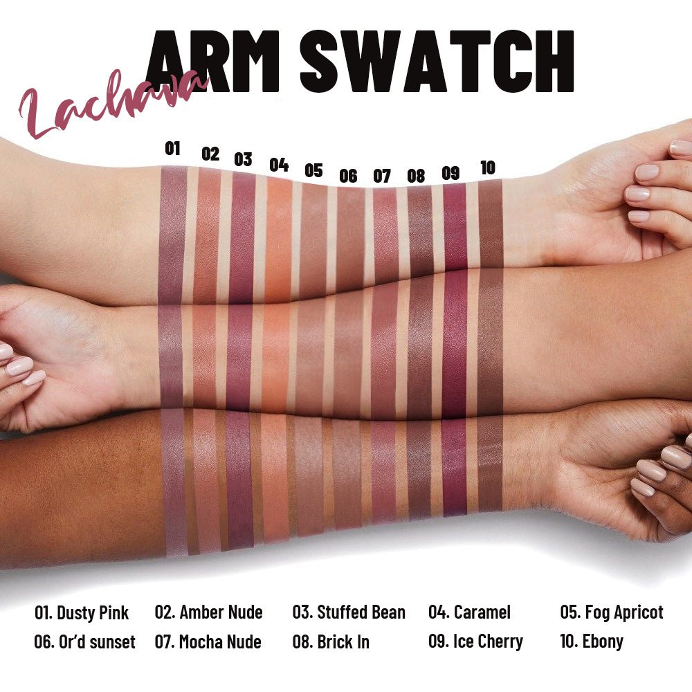 Lachava Matte Nude Lip Mud 10 Colors Lip Lacquer Waterproof Colored Lipstick