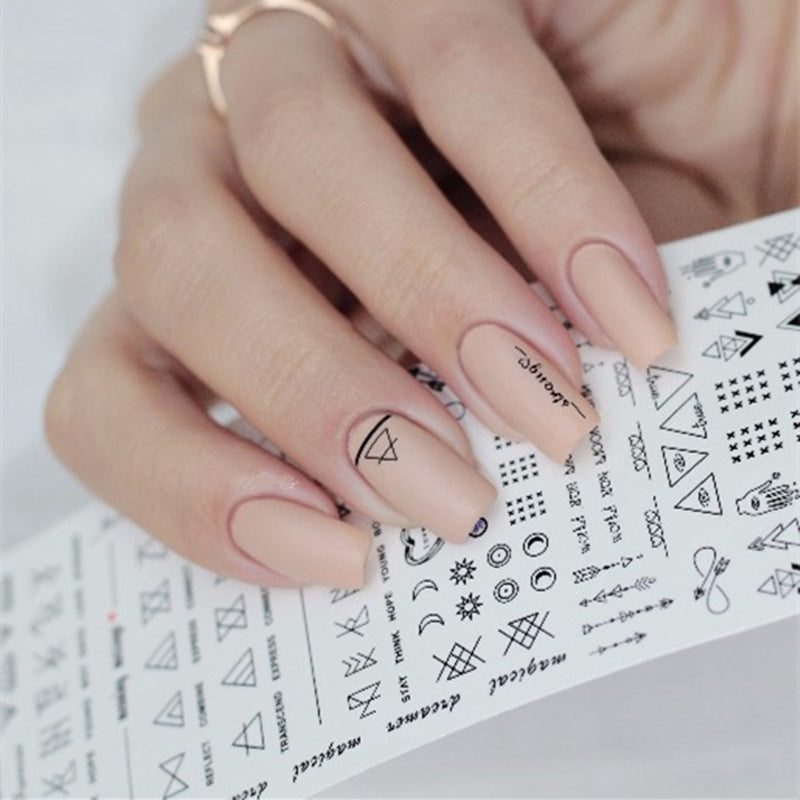 Lemooc Geometric DIY Art Nail Polish Stickers