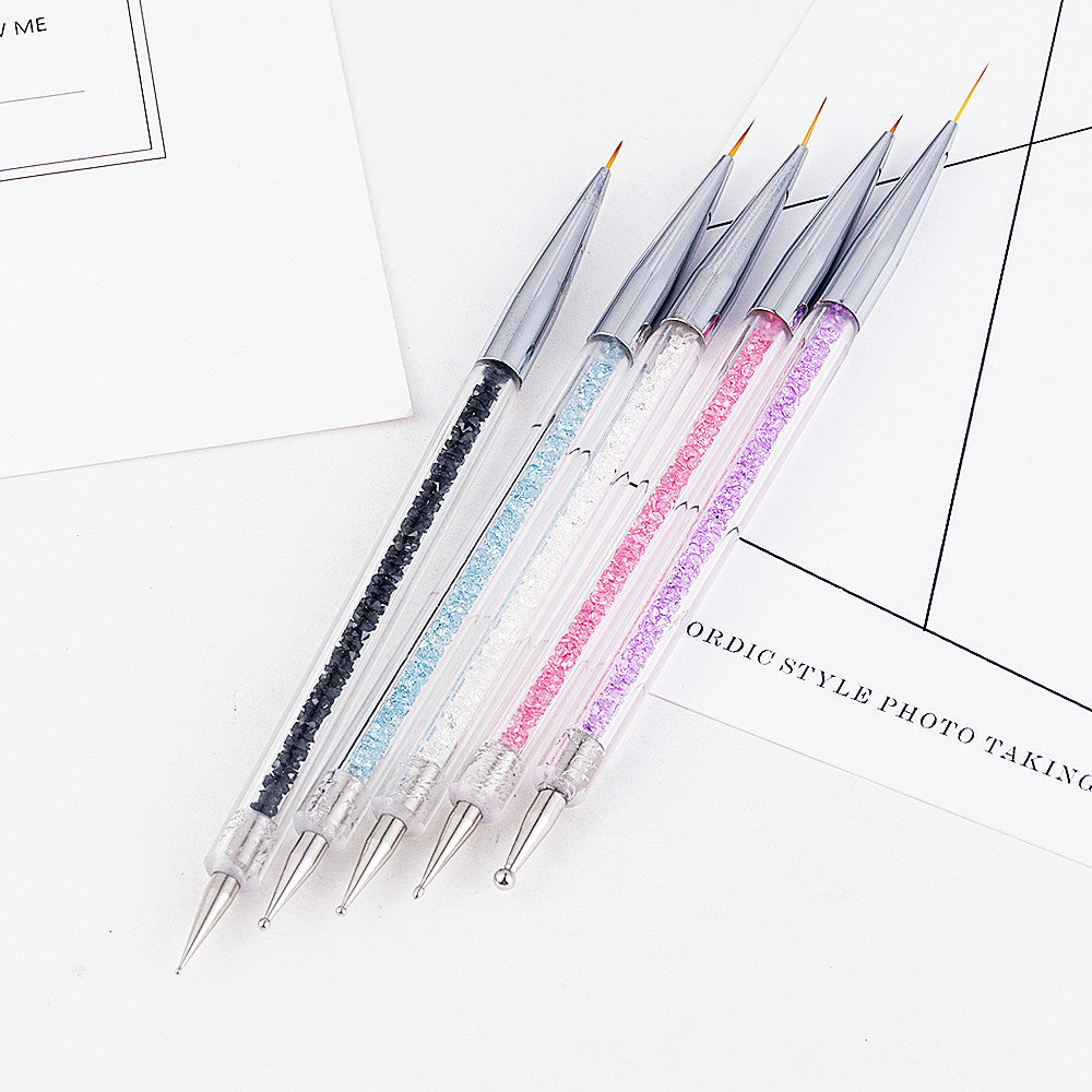 5pcs Set Of Brushes, Point Drill, Draw Line And ted Nail Pen