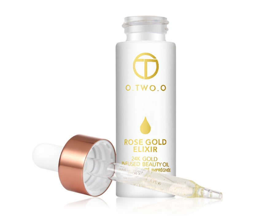 O.TWO.O 24k Rose Gold Elixir Skin Make Up Oil For Face Essential Oil Before Primer Foundation Moisturizing Face Oil Anti-aging