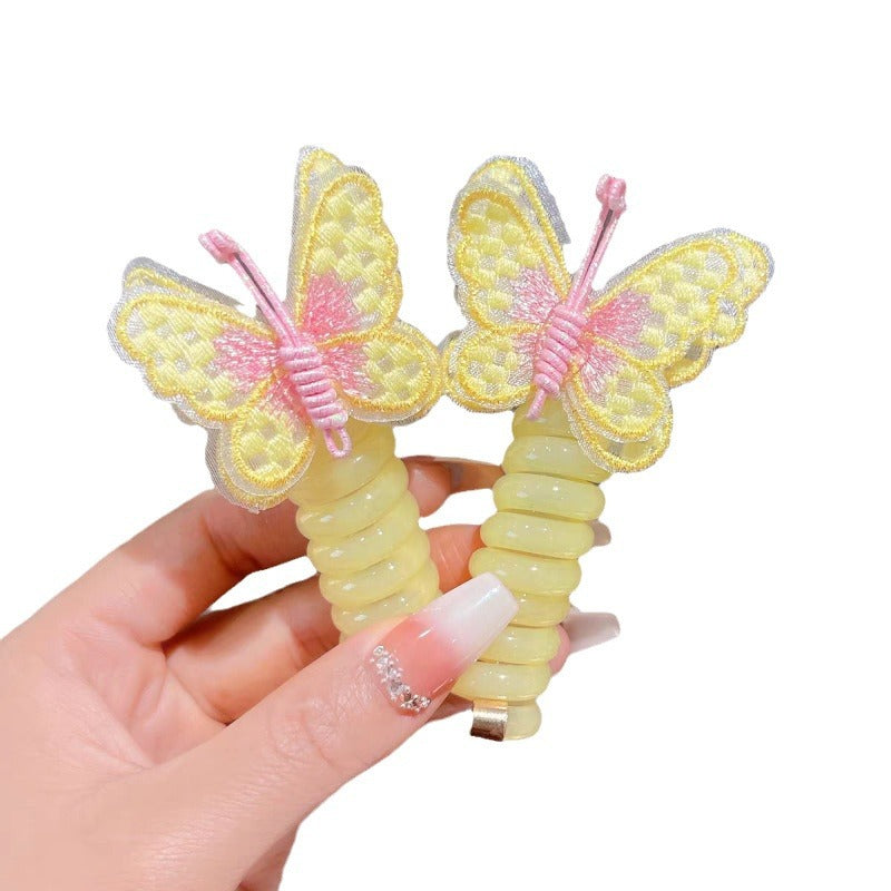 Children's New Embroidered Butterfly Phone Line Hair Ring