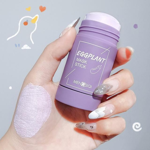Mengsiqi Face Blackhead Cream Eggplant Green Tea Cooling Deep Cleansing Clay Mask
