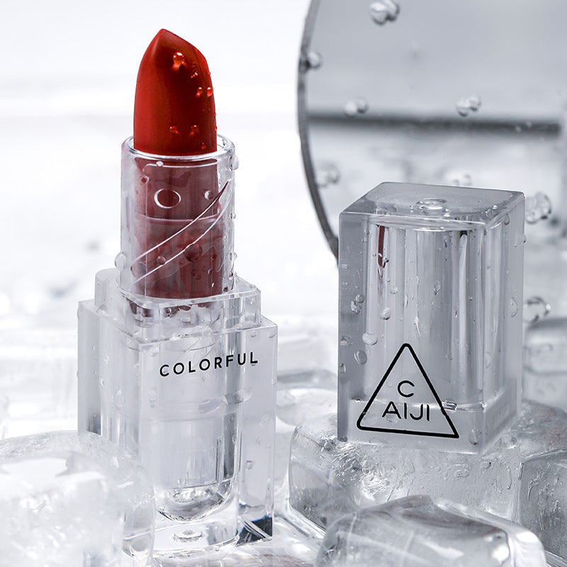 Caiji Makeup ice cube transparent lipstick matte