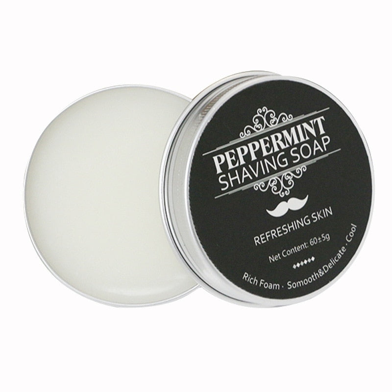 Peppermint Mint Scented Men's Shaving Soap Shaving Cream Aluminum Boxed Foam Rich Gentle Handmade Shave Soap Shave Beard Cream
