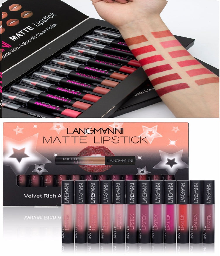 Langmanni Matte Lipstick Waterproof Long-lasting Velvet Lipstick Set