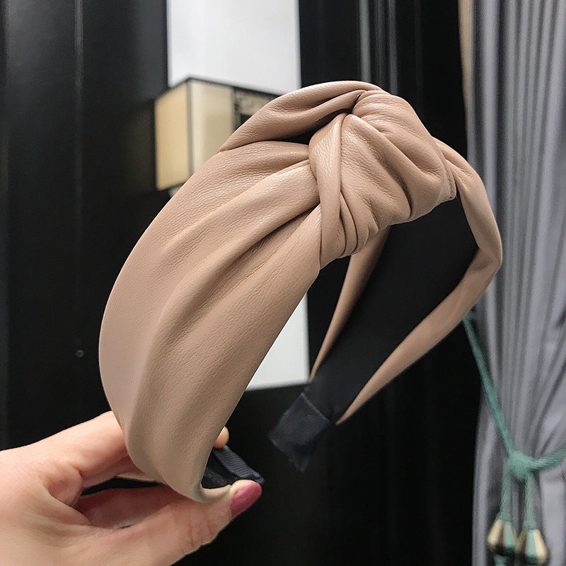 PU imitation leather knotted headband