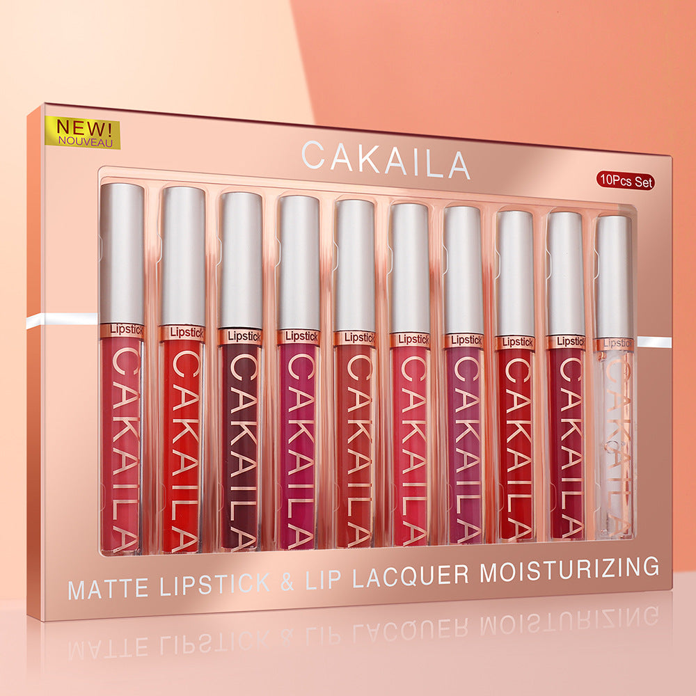 Cakaila Pack Of 10 Matte Nonstick Cup Waterproof Lip Gloss